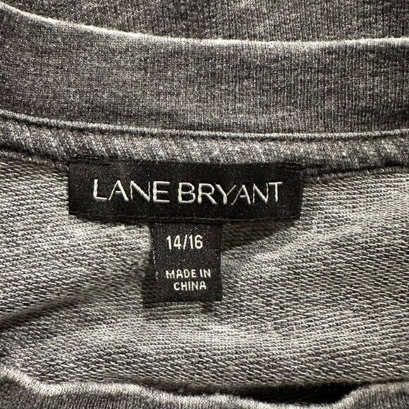 Lane Bryant Top 14 / 16 Gray Black Burnout Long Sleeve Embellished Beaded Scoop - Picture 3 of 7